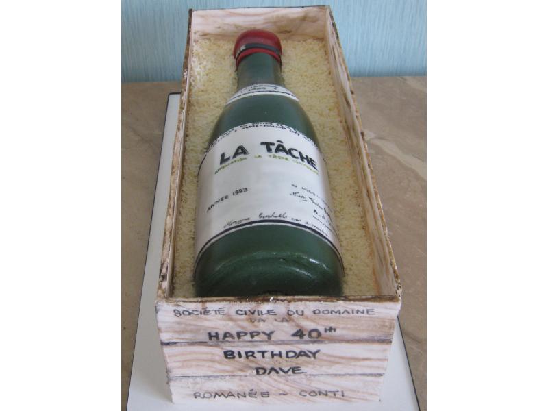 La Tache wine bottle shaped cake for a wine connoisseur from Pilling in sugar paste (including box)