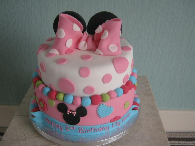 Minnie Mouse themed cake for Lily in Preston. 2 tier Vanilla sponge for Lily's 2nd birthday.