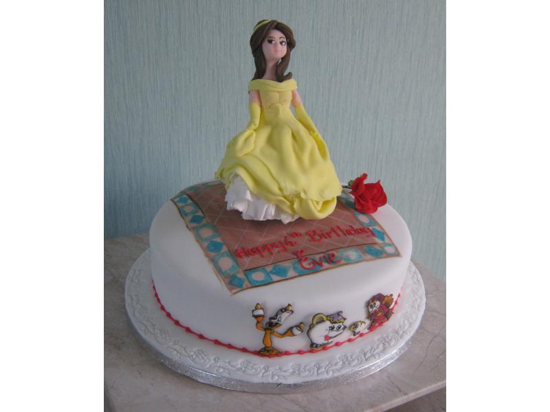 Belle - based on Beauty and the Beast in lemon sponge for Evie's 4th birthday in Freckleton