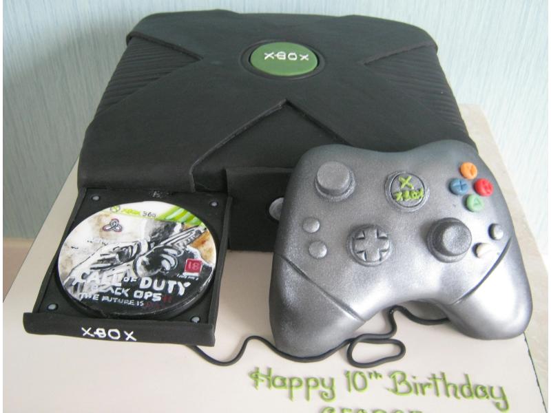 XBox consol and controller with Call of Duty Game in Madeira sponge for George's 10th birthday in South Shore