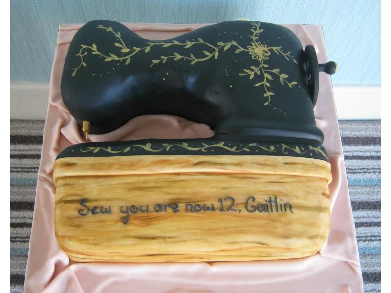 Singer Sewing Machine cake in chocolate sponge for sewing mad Catlin's birthday in Lytham