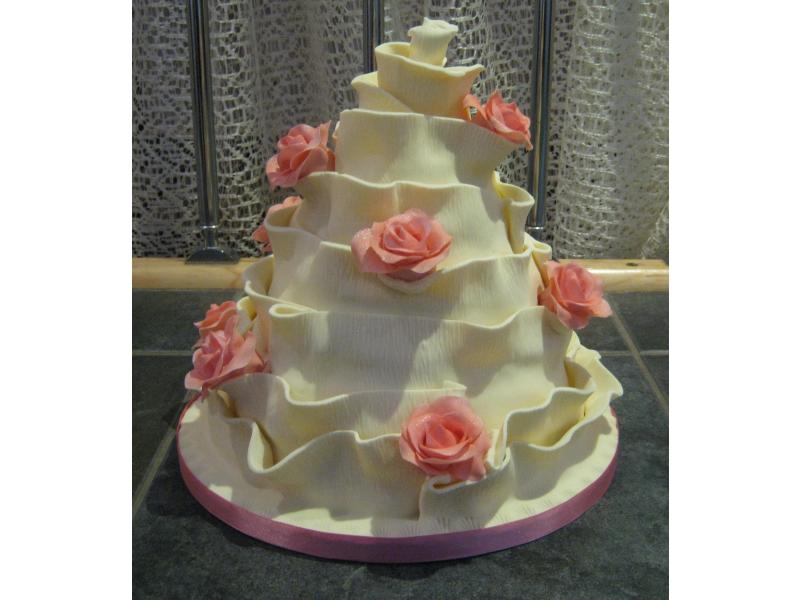 Nicola single tier of wedding Cake in sponges to Holland House Hotel, Upholland