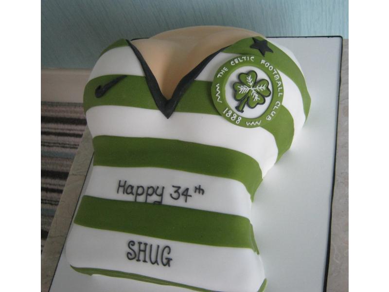 Celtic shirt worn by a female for Shug's 30th birthday in Blackpool in chocolate sponge