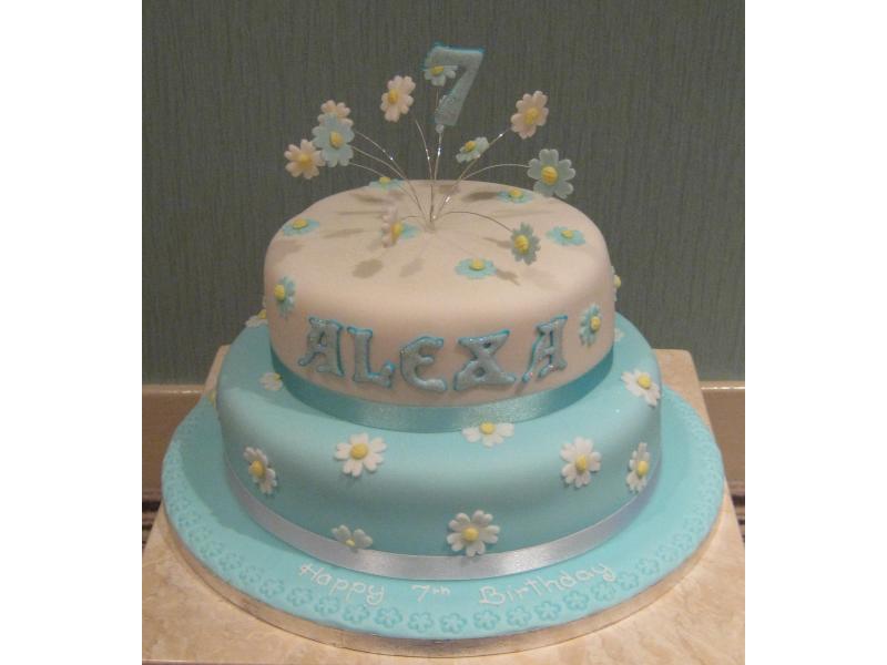 Alexa - 7th birthday cake in Madeira and chocolate sponges with daisy  burst decoration for party in St Annes