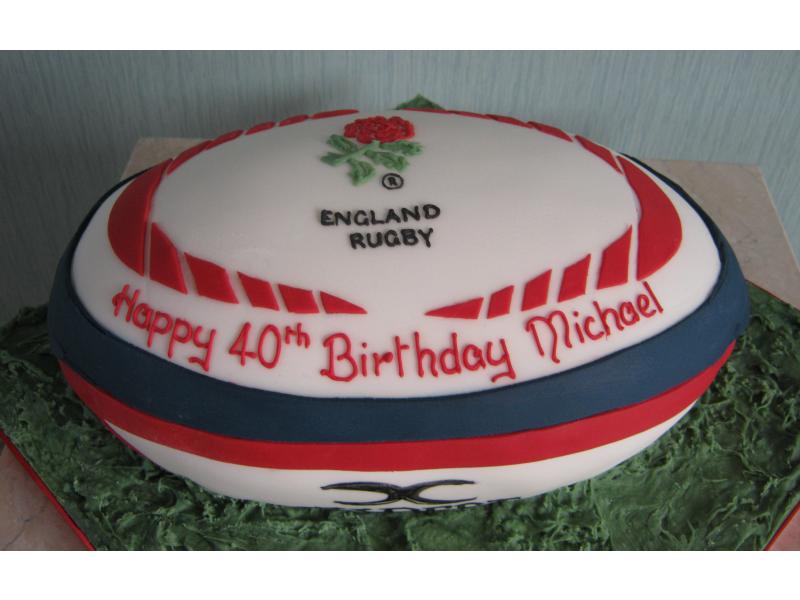 England Rugby Ball for rugby fan Michael in St Annes, made from plain sponge