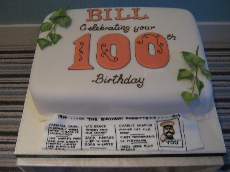 Bill's 100th birthday cake in fruit cake for a celebration in Thornton-Cleveleys