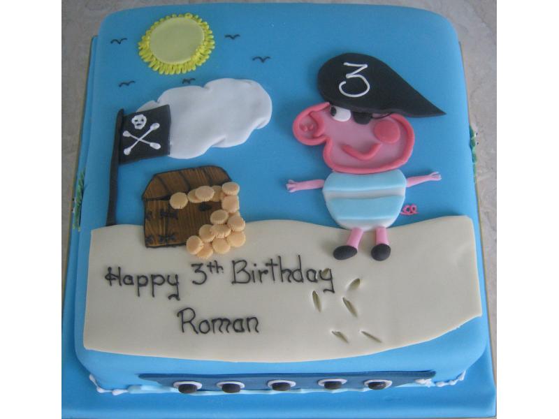 Pirate George Pig in vanilla sponge for Roman's birthday in Layton