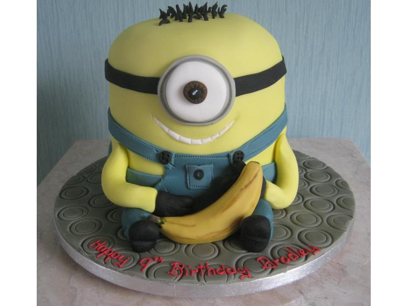 Minion for Bradley's 9th birthday in Lytham, made from choclate sponge and buttercream