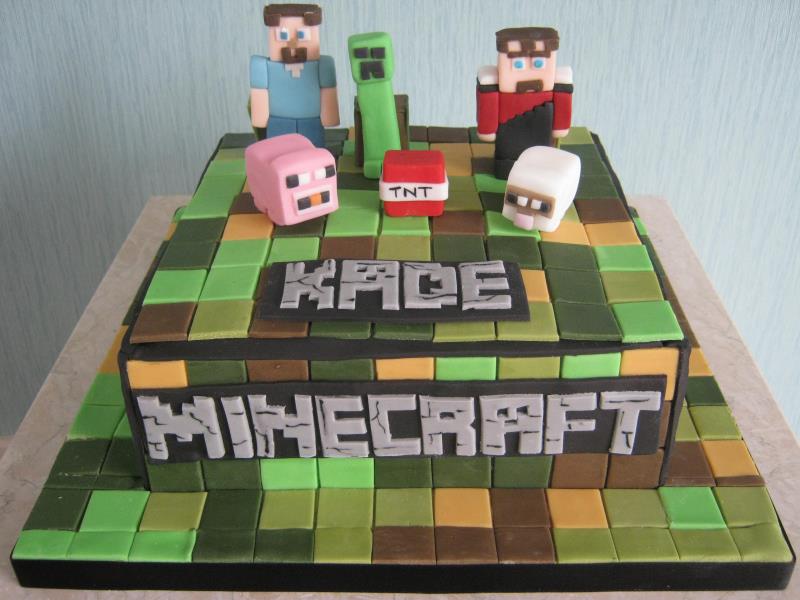 Minecraft for Kade's birthday Preesall, Over Wyre in plain sponge