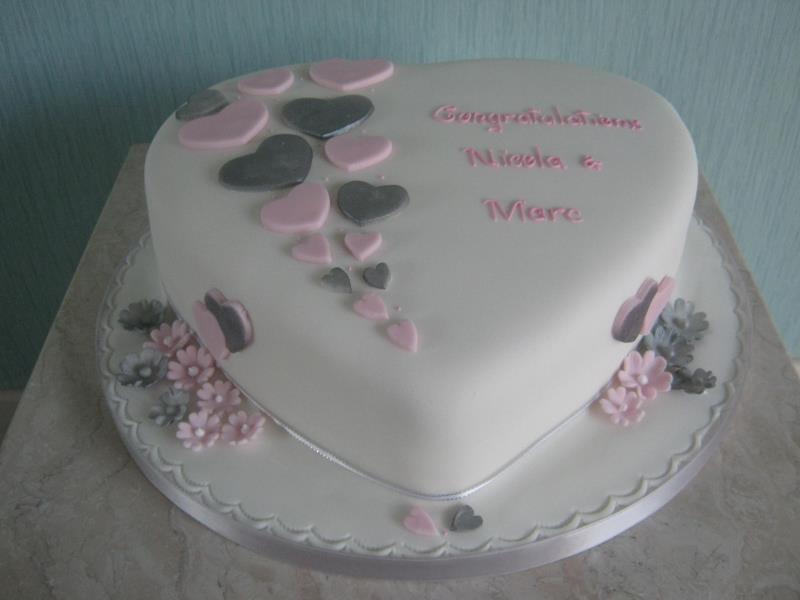 Nicola and Marc's white,silver and pink Engagement Cake for their celebration in #Blackpool. Made from Madeira cake