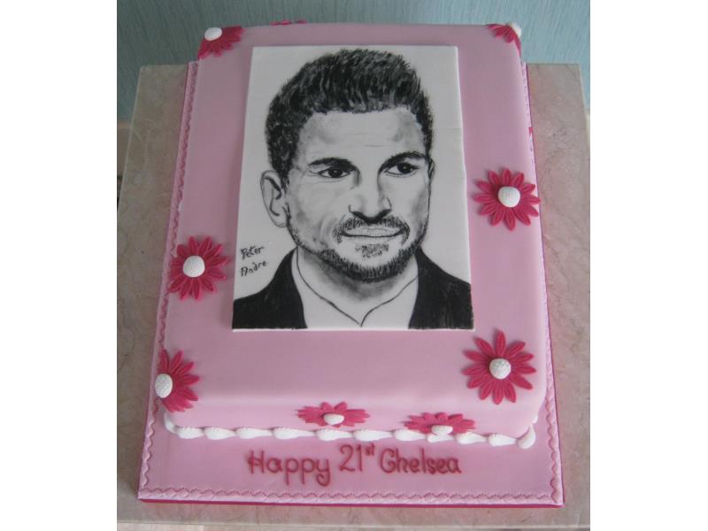 Peter Andre - hand painted picture for Chelsea, a huge fan of his in #Freckleton, made from vanilla sponge.