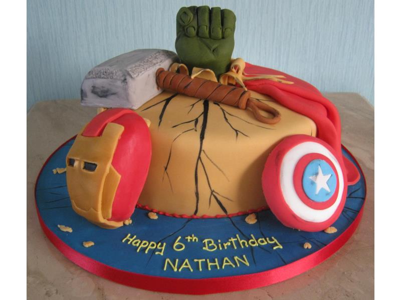 Marvel - single tier superheroes plain sponge cake for Nathan in #Blackpool