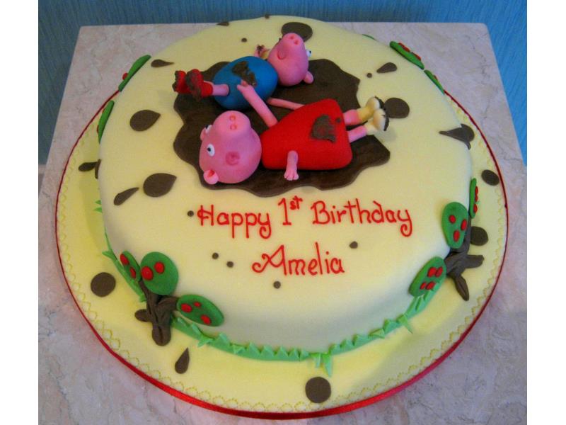 Muddy Puddles and Peppa in chocolate sponge for Amelia in Blackpool