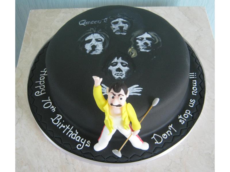 Freddie Mercury & Bohemian Rhapsody for a special couple's 70th birthday in Lytham St Annes, made from chocolate with orange sponge
