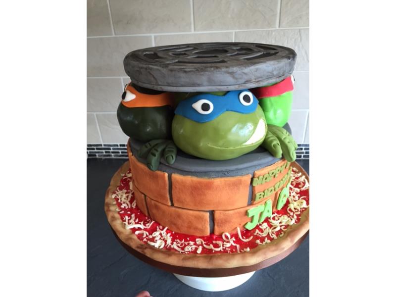 Ninja Turtles in vanilla sponge for Jack's birthday in Thornton