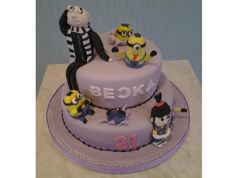 Despicable Me - Grew, Agnes & Minions in chocolate sponge foe Becky in Fulwood