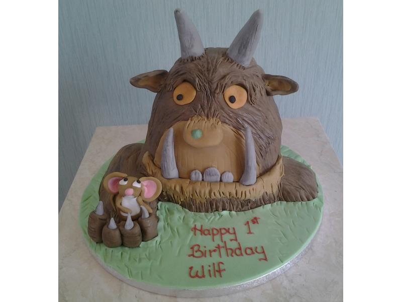 Gruffalo cake for Wilf's 1st birthday in Over Wyre, made from plain sponge