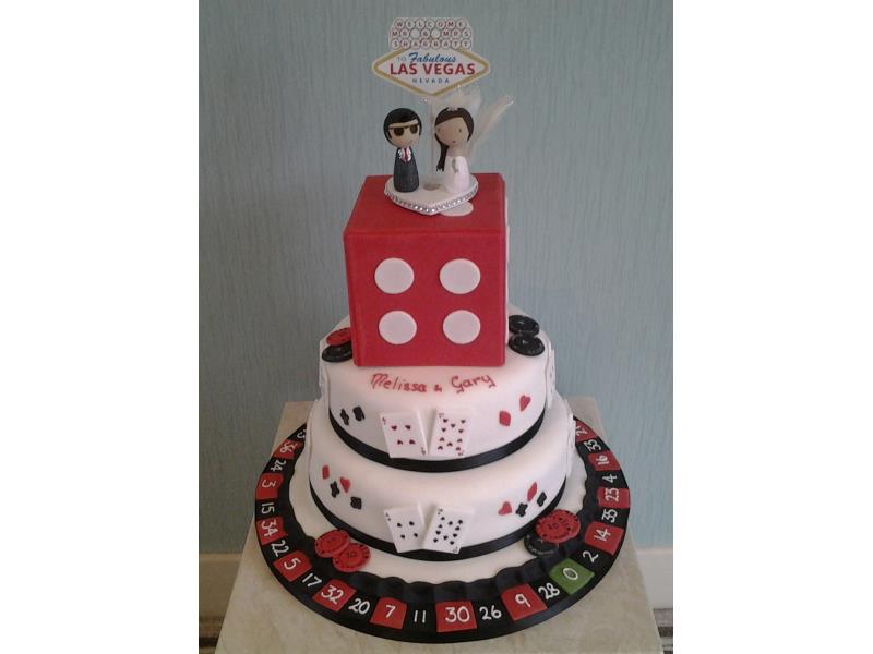 Las Vegas - themed wedding cake Madeira and chocolate sponges for Melissa's wedding reception at The Venue Cleveleys