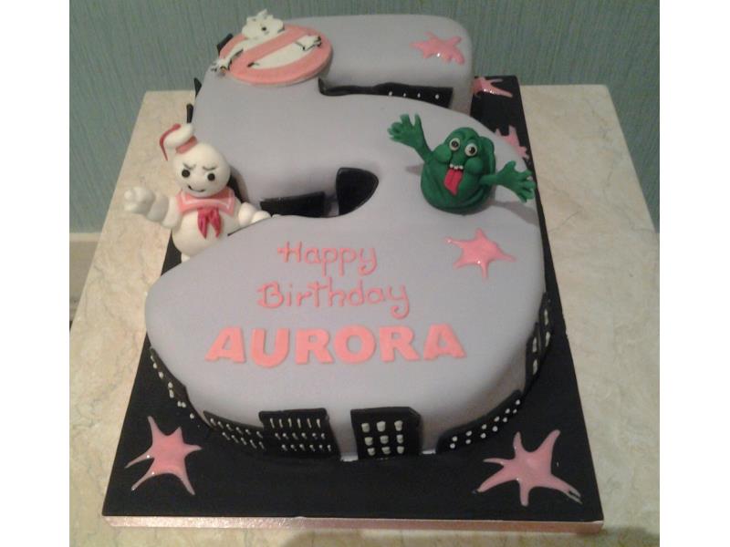 Girly Ghostbusters - 5th birthday cake in vanilla sponge for Aurora in Greenhalgh