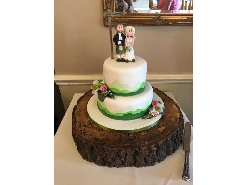 Hill walkers' wedding cake for Rachel & Gary at Merewood Country House Windermere.Made from fruit cake lemon sponge