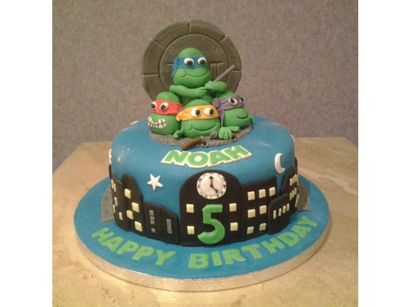 Turtles - Ninja Turtles birthday cake in chocolate sponge for Noah in Blackpool