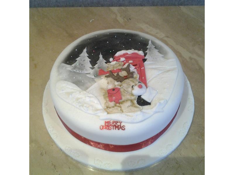 Merry Christmas - Xmas and snow themed cute fruit cake for our family in Bispham