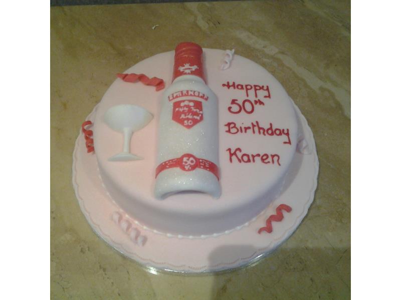 Smirnoff bottle - 50th birthday cake in vanilla sponge for Karen in Blackpool