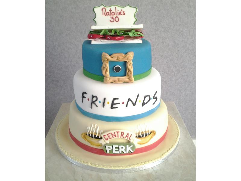 Friends themed birthday cake for Natalie's 30th in Blackpool. Made from chocolate and lemon sponges.