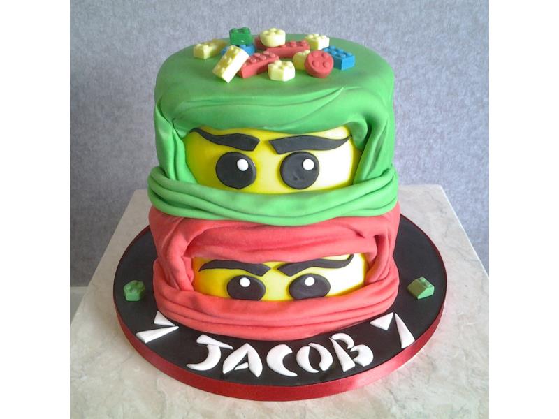 Lego Ninjago - Jacob's 7th birthday in Lytham. Made from vanilla and chocolate sponges