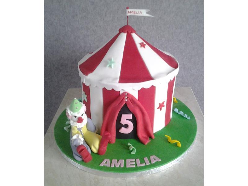 Circus Tent - with hand modelled clown for Amelia in Blackpool. Made from chocolate sponge.