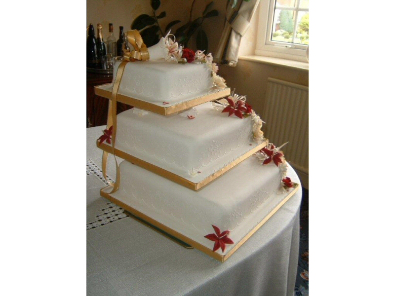 Yvie - 3 tier square cream wedding cake for Yvie, St Annes