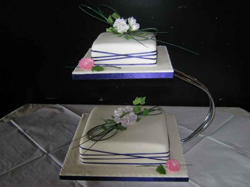 Karen - 2 tier Rose and Gerber wedding cake for Karen and Tony of Lancaster