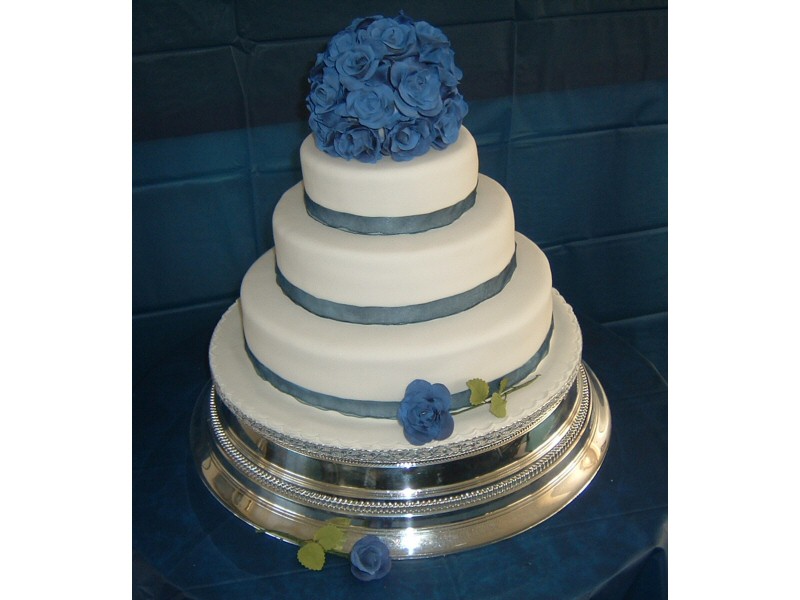Ian and Carole - Simple blue themed wedding cake for Ian and Carole of Fleetwood