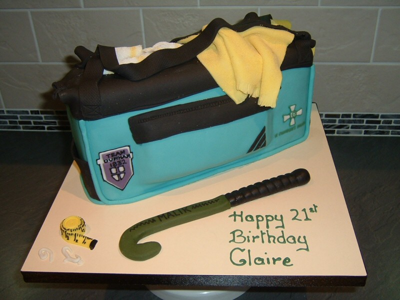 Sports - Sports bag shaped 21st birthday cake for sport-mad Claire of Manchester
