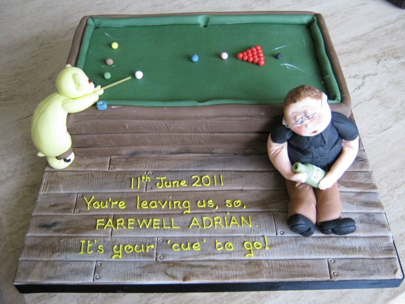 Snooker -  Snooker themed retirement cake for Adrian of Cleveleys