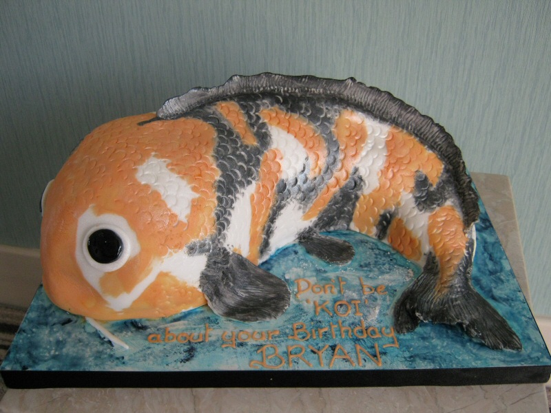 Koi Carp - Large sponge Koi Carp cake for Bryan of Blackpool.