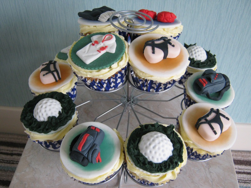 Teenage Cupcakes - For a teenage boy's birthday, who's into golf, boxing and of course, girls.