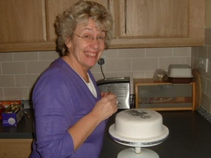 Sue Summers (me) working on a cake Photo - Sue Summers (me) working on a cake